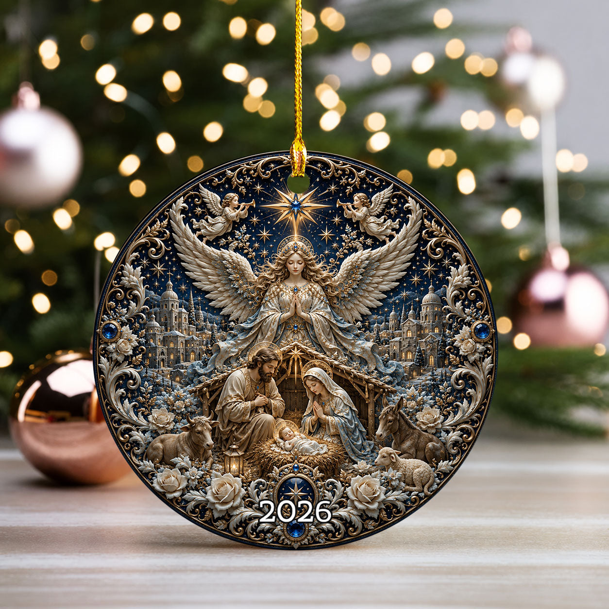 Nativity Scene Christmas Ornament 2026, Holy Family Ornament, Christian Christmas Decor, Religious Tree Ornament