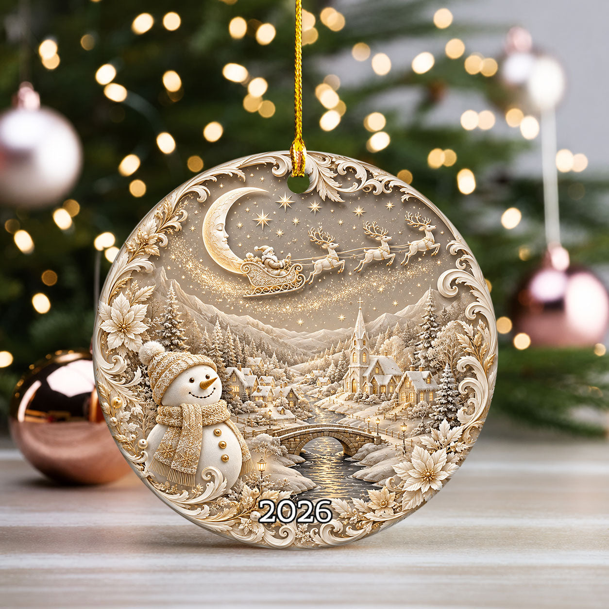 Snowman Keepsake Ornament 2026, Winter Christmas Ceramic Ornament, Holiday Tree Decoration