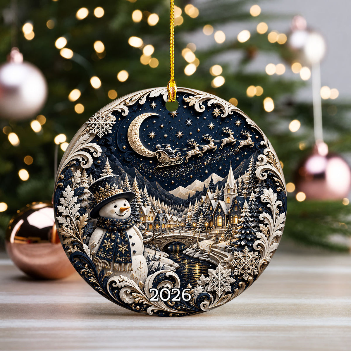 2026 Blue Christmas Ornament, Snowman Winter Ornament, Christmas Tree Decoration, Holiday Keepsake