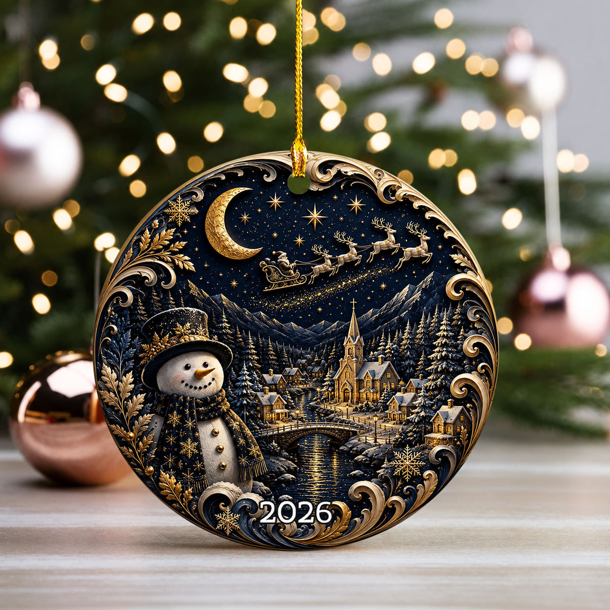 Snowman Christmas Ornament 2026, Cute Snowman Ceramic Ornament, Winter Holiday Tree Decoration