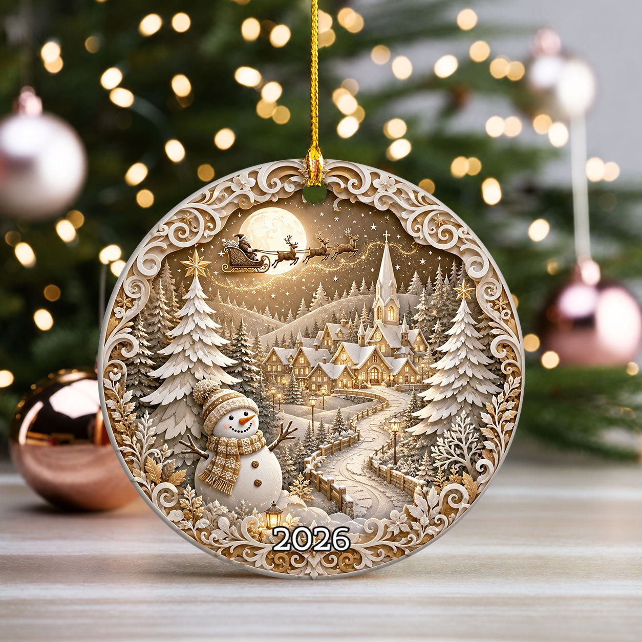 Snowman Keepsake Ornament 2026, Winter Christmas Ceramic Ornament, Holiday Tree Decoration, Festive Family Gift Idea