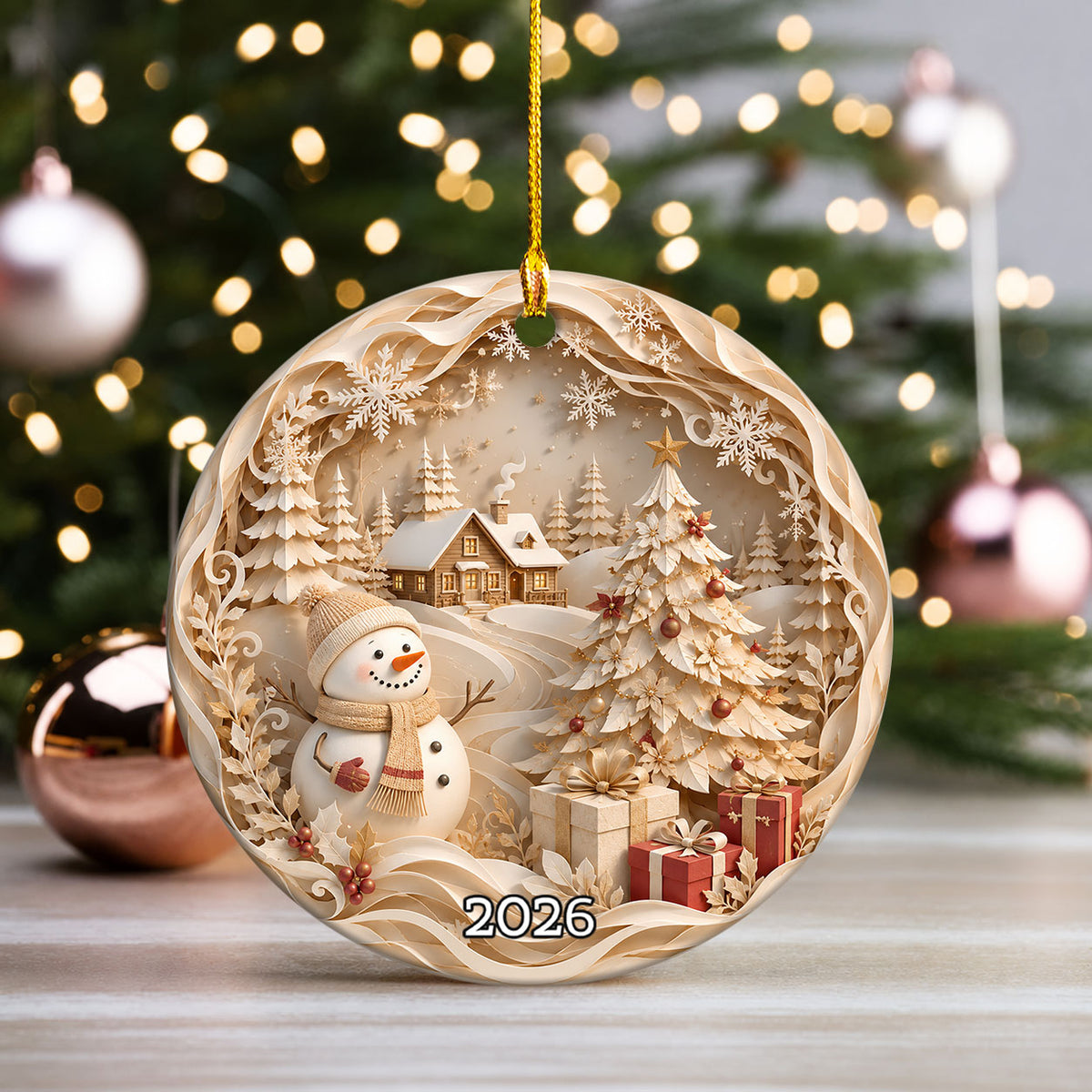 2026 Winter Wonderland Snowman Ornament, Christmas Tree Keepsake, Holiday Decoration, Festive Christmas Gift for Family and Friends