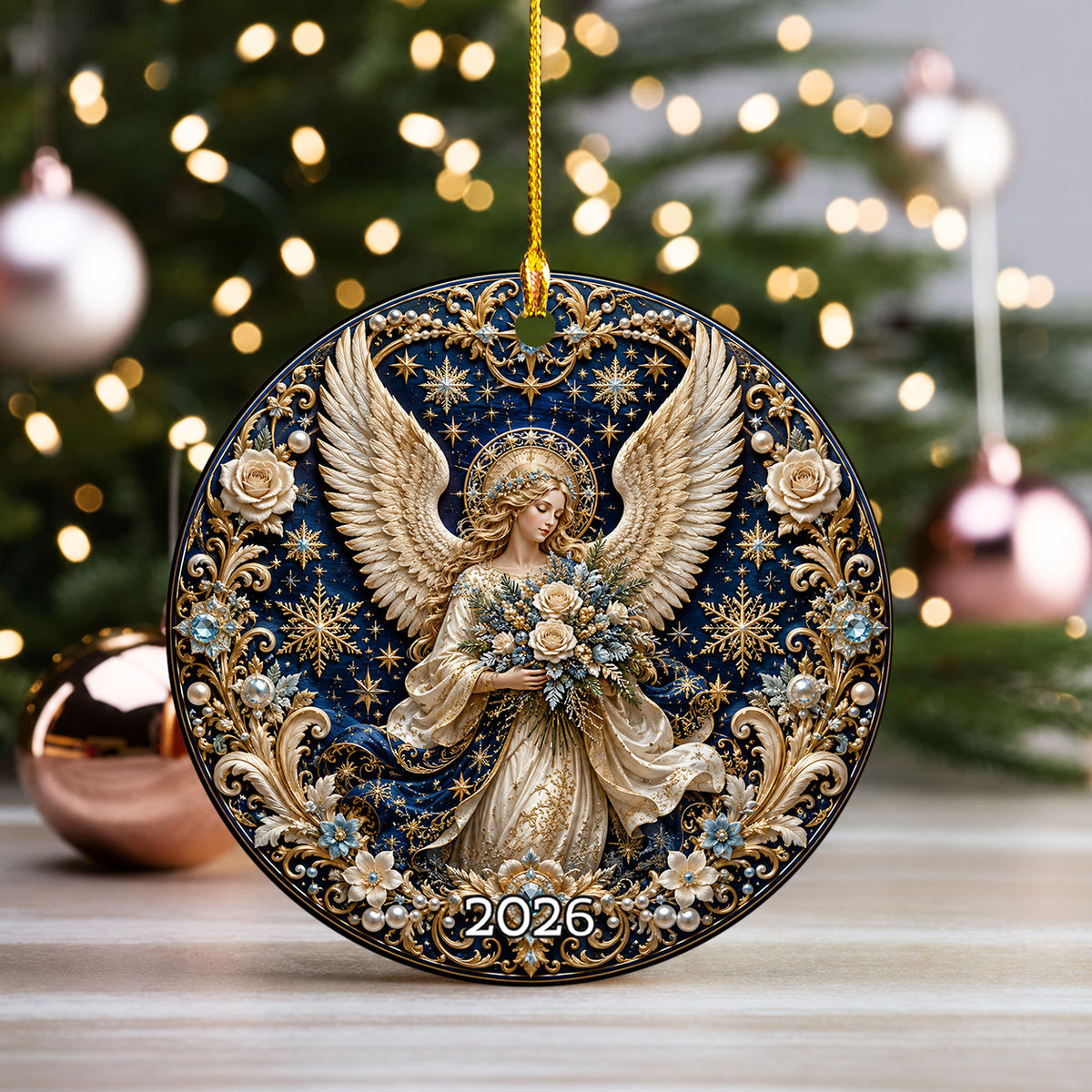 Christmas Angel Ornament 2026, Religious Guardian Angel Ceramic Tree Ornament, Holiday Decoration, Christian Christmas Keepsake Gift