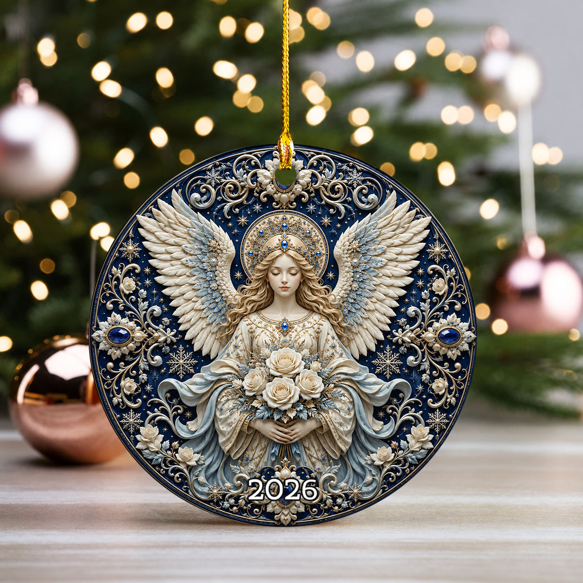 Guardian Angel Christmas Ornament 2026, Religious Ceramic Tree Ornament, Christmas Keepsake, Holiday Decoration