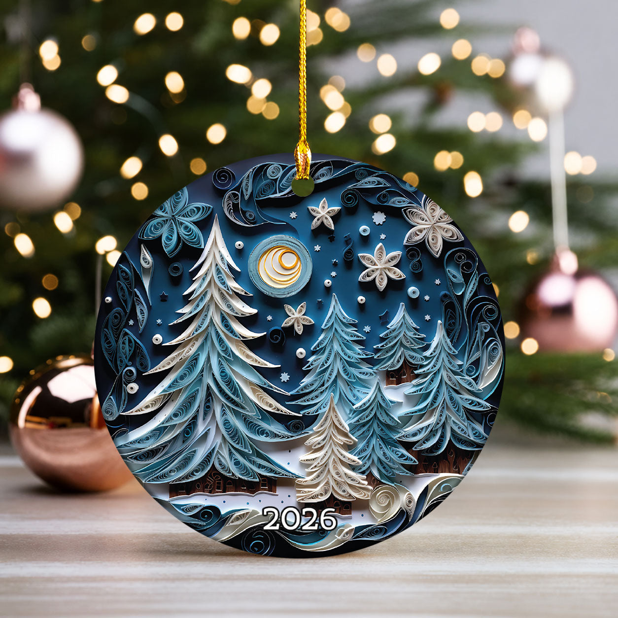 Luxury Christmas Tree Ornament 2026, Elegant Ceramic Christmas Ornament, Holiday Tree Decoration, Keepsake Christmas Gift