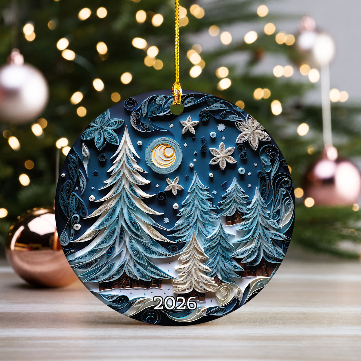 Luxury Christmas Tree Ornament 2026, Elegant Ceramic Christmas Ornament, Holiday Tree Decoration, Keepsake Christmas Gift