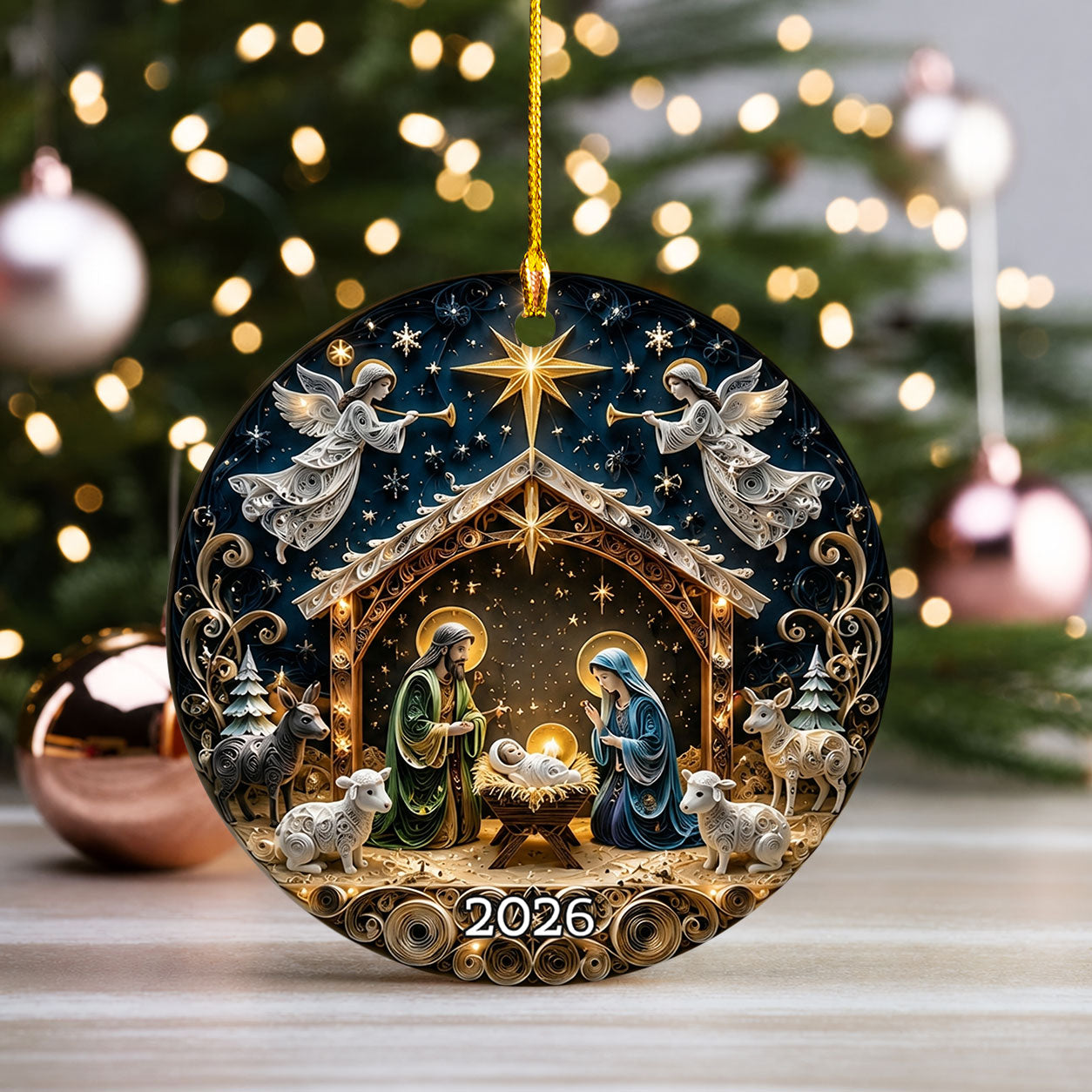 Religious Christmas Ornament 2026, Nativity Star Ceramic Ornament, Holy Night Christian Christmas Tree Decor, Faith Based Holiday Keepsake