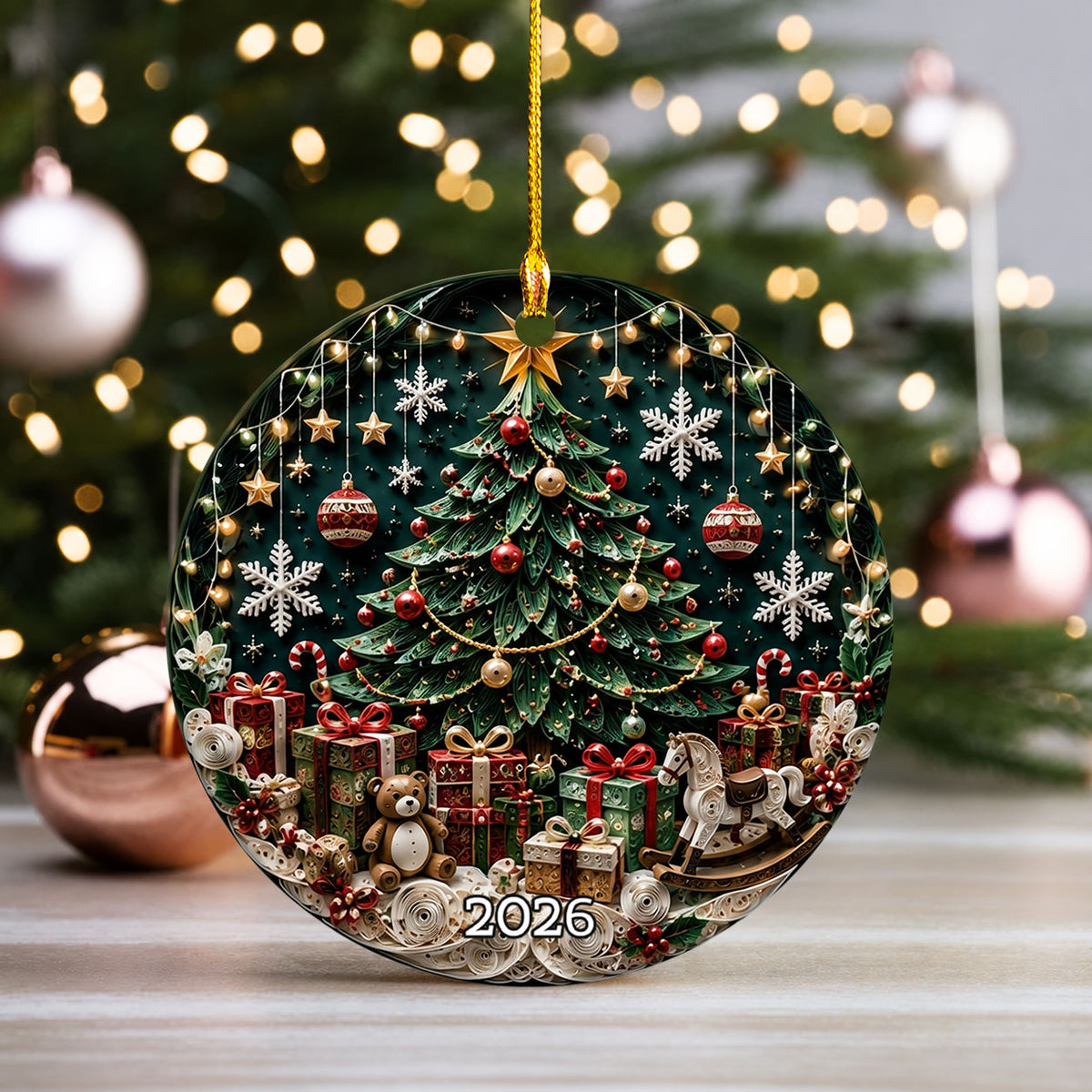 Christmas Tree Keepsake Ornament 2026, Elegant Ceramic Holiday Ornament, Festive Tree Decoration