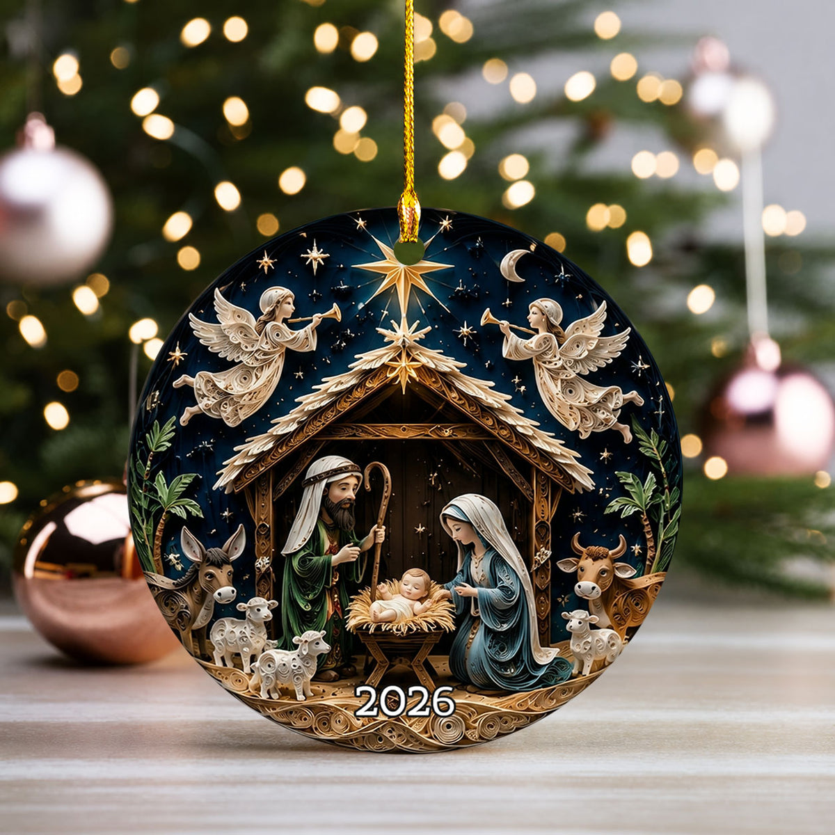 Holy Family Christmas Ornament 2026, Nativity Ornament, Christian Tree Decor, Religious Christmas Gift, Jesus Birth Keepsake Ornament