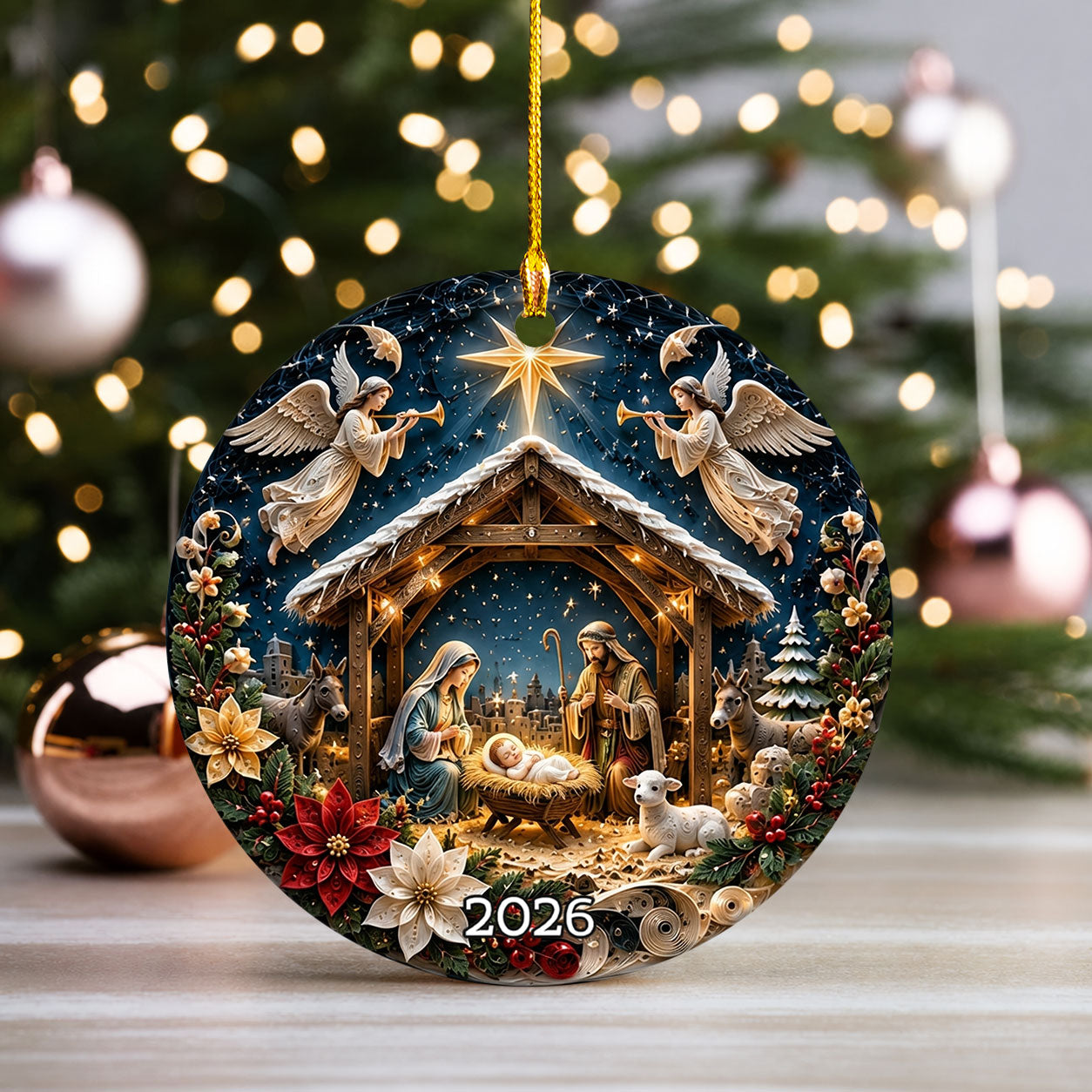 Religious Christmas Ornament 2026, Holy Family Nativity Ornament, Christian Tree Decoration, Christmas Faith Gift