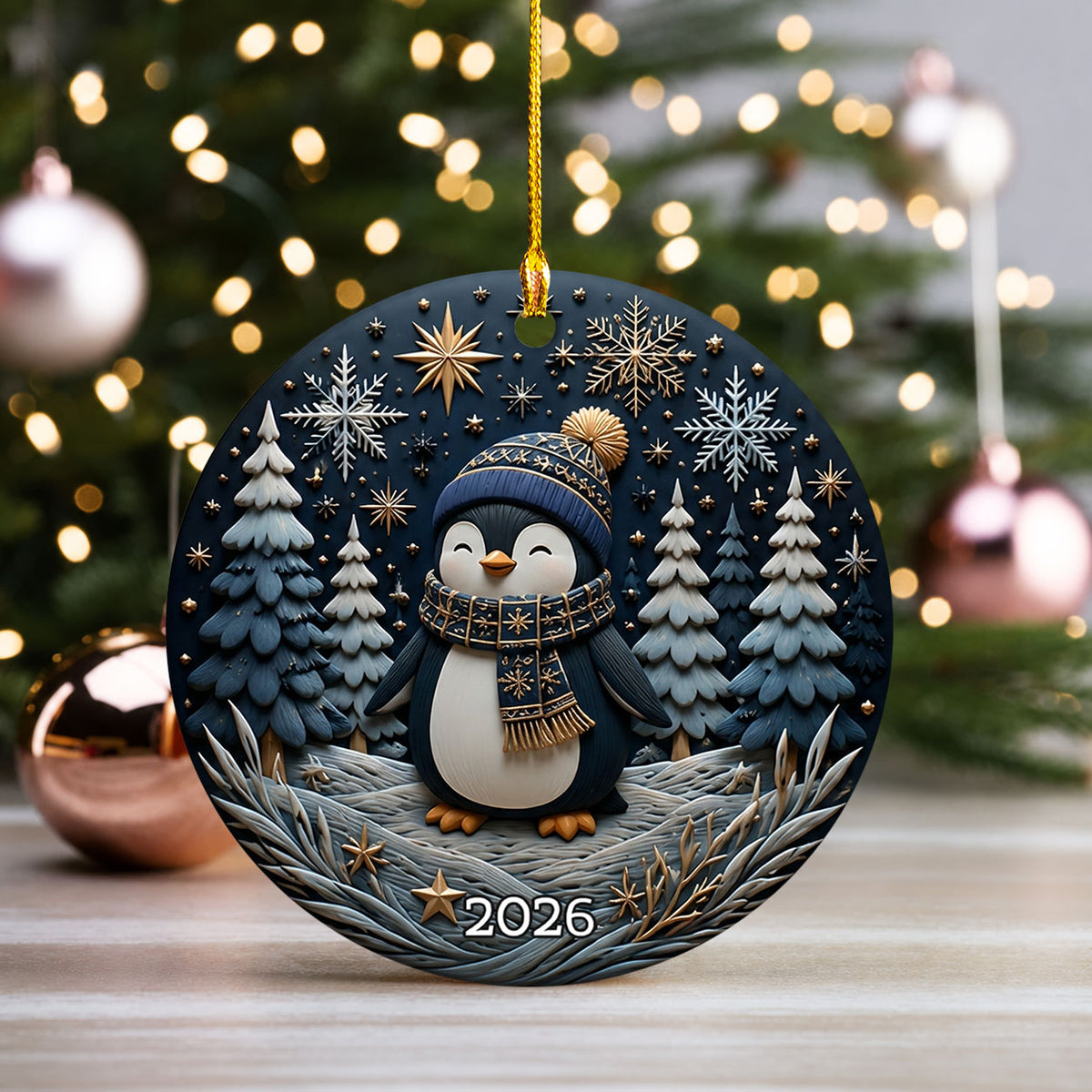 Cute Penguin Christmas Ornament 2026, Winter Penguin Holiday Tree Decoration, Cozy Snow Christmas Keepsake Gift