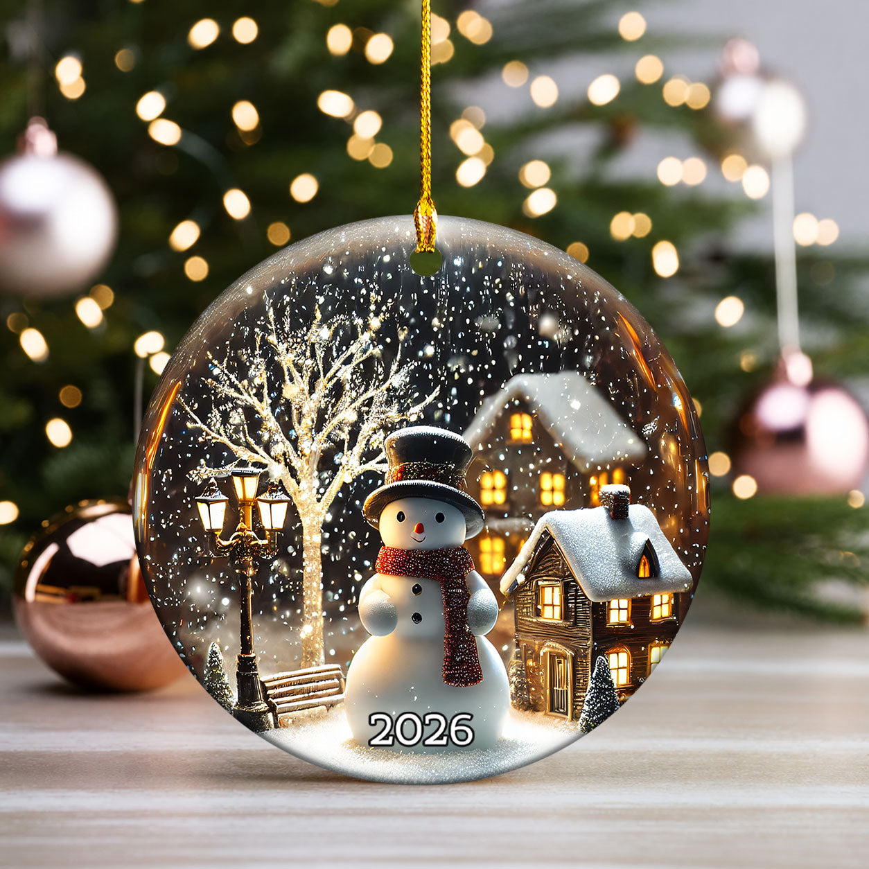 Snowman Keepsake Ornament 2026, Winter Christmas Ceramic Ornament, Holiday Tree Decoration, Festive Family Gift Idea