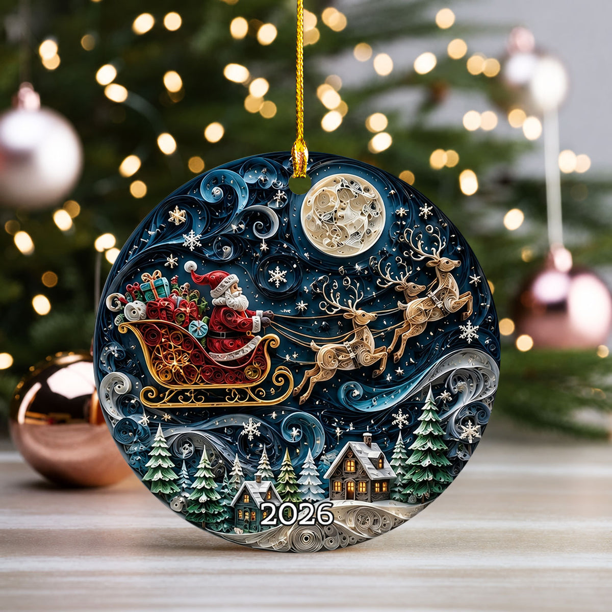 Santa Claus Christmas Ornament 2026, Vintage Santa Ceramic Ornament, Holiday Tree Decoration, Rustic Christmas Keepsake