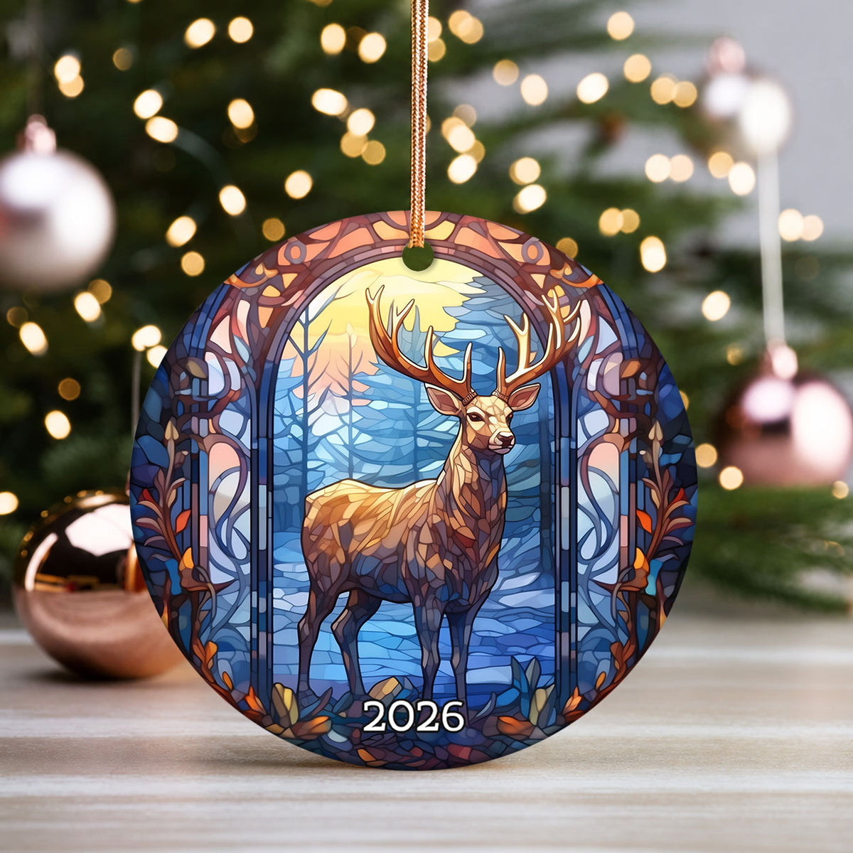Deer Stained Glass Style Ornament, Christmas Ornament, Christmas Tree Decor, Holiday Ornament, Winter Keepsake, Seasonal Gift