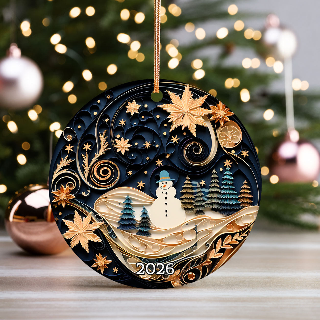 Layered Effect Snowman Christmas Ornament, Christmas 2026 Dated Ornament, Double-Sided Holiday Keepsake, Christmas Tree Gift, Festive Ornament
