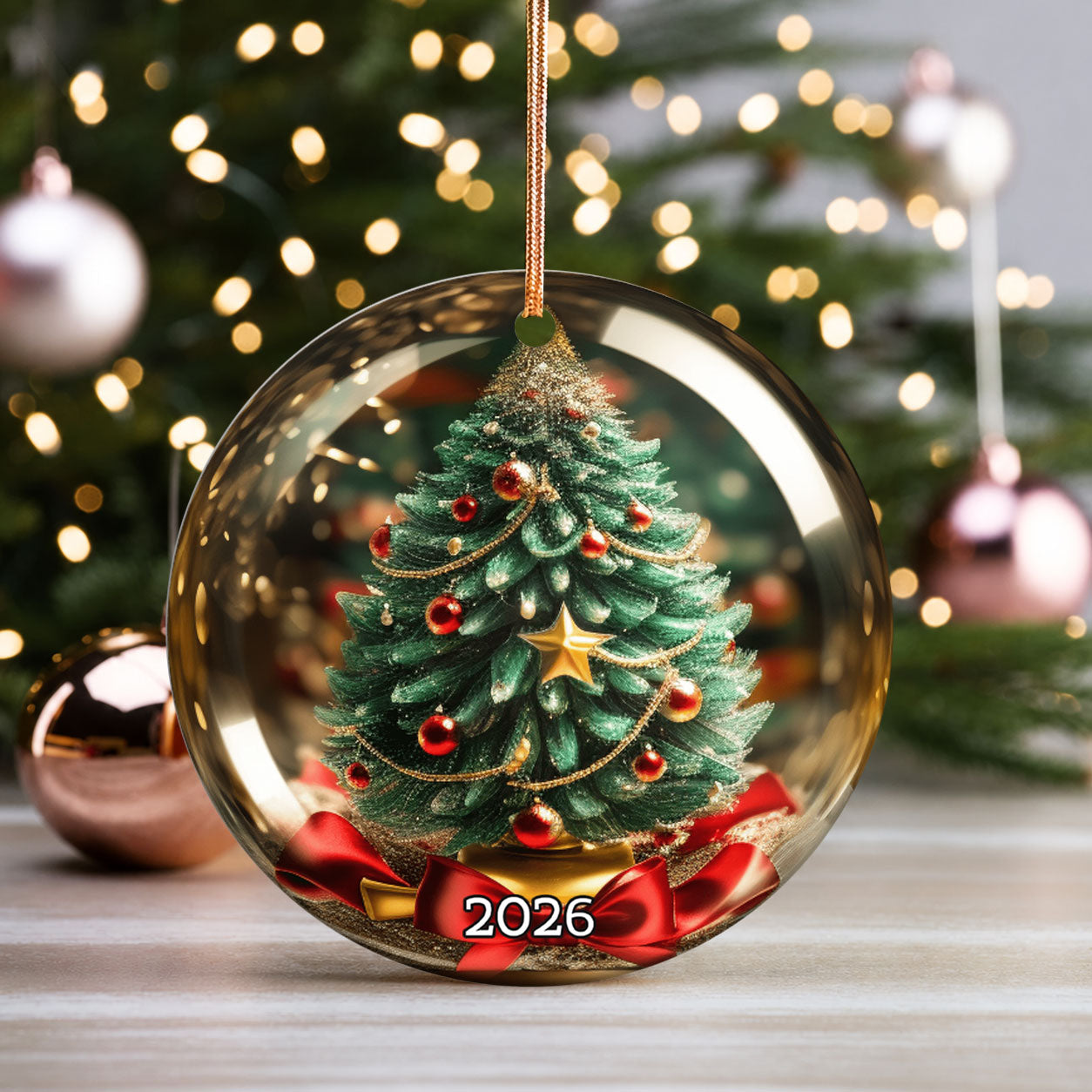 Flat Christmas Tree Ceramic Ornament,  Christmas Ornament With Custom Name & Year, Holiday Decor,