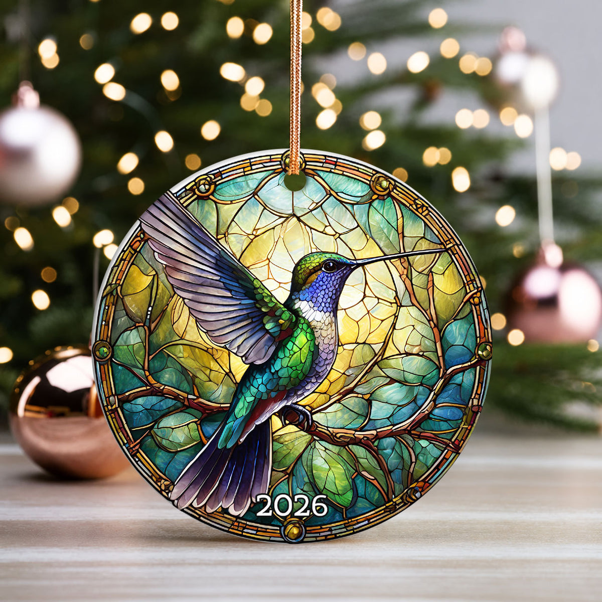Colorful Hummingbird Stained Glass Ornament 2026, Christmas Ornament, Holiday Tree Decor, Xmas Keepsake