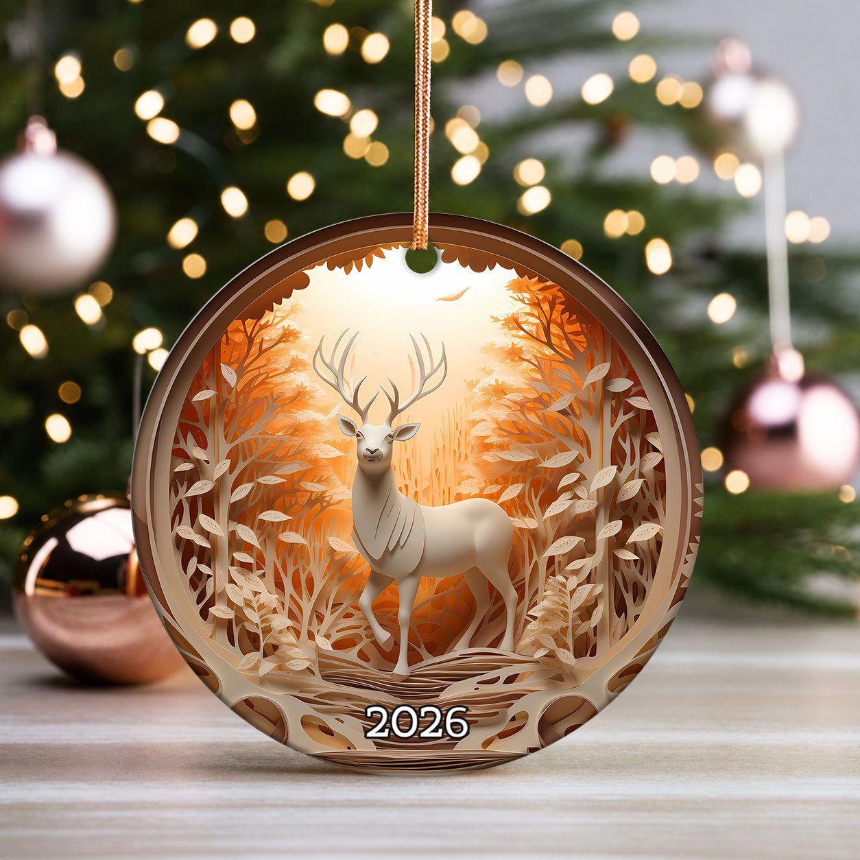 Majestic Forest Deer Ornament 2026, Christmas Tree Ornament, Holiday Keepsake Gift, Woodland Christmas Decor, Winter Gift Idea
