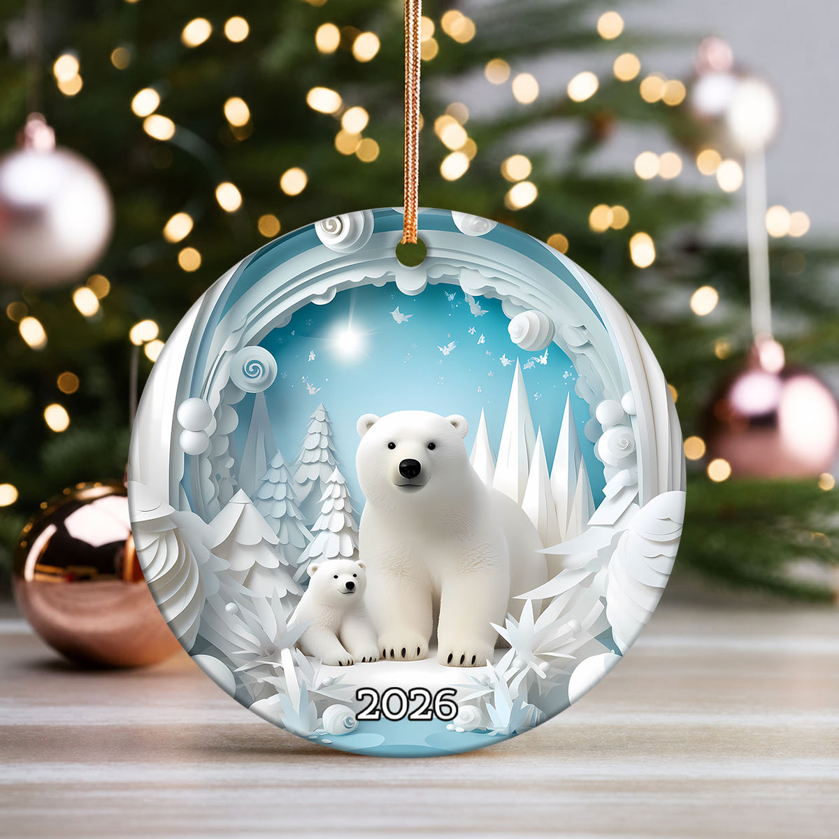 Baby Polar Bear Ornament 2026, Winter Animal Christmas Ornament, Arctic Holiday Decor, Christmas Keepsake