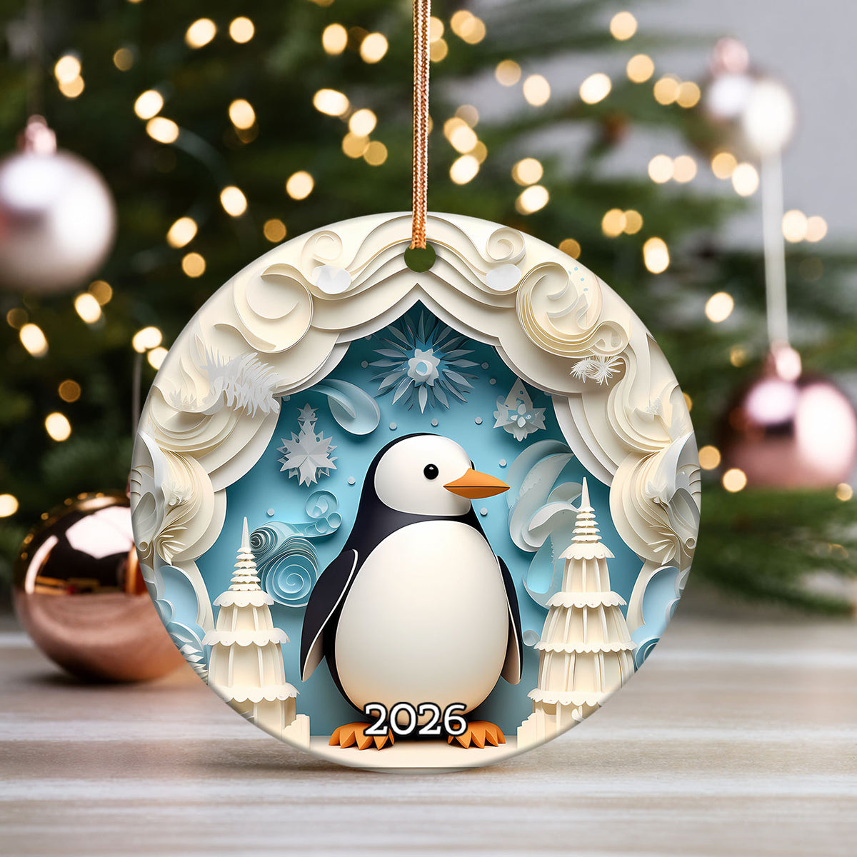 Penguin Christmas Ornament 2026, Winter Wonderland Tree Decoration, Cute Arctic Animal Keepsake