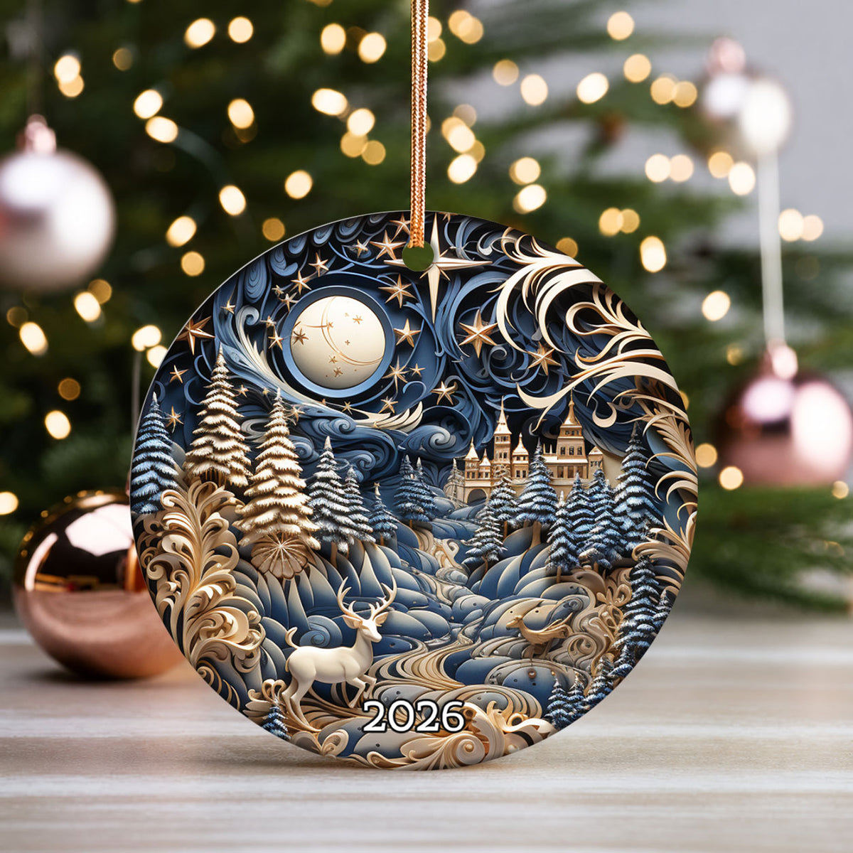 Deer Christmas Ornament 2026, Woodland Deer Ornament, Rustic Christmas Tree Decor, Deer Lover Keepsake Gift