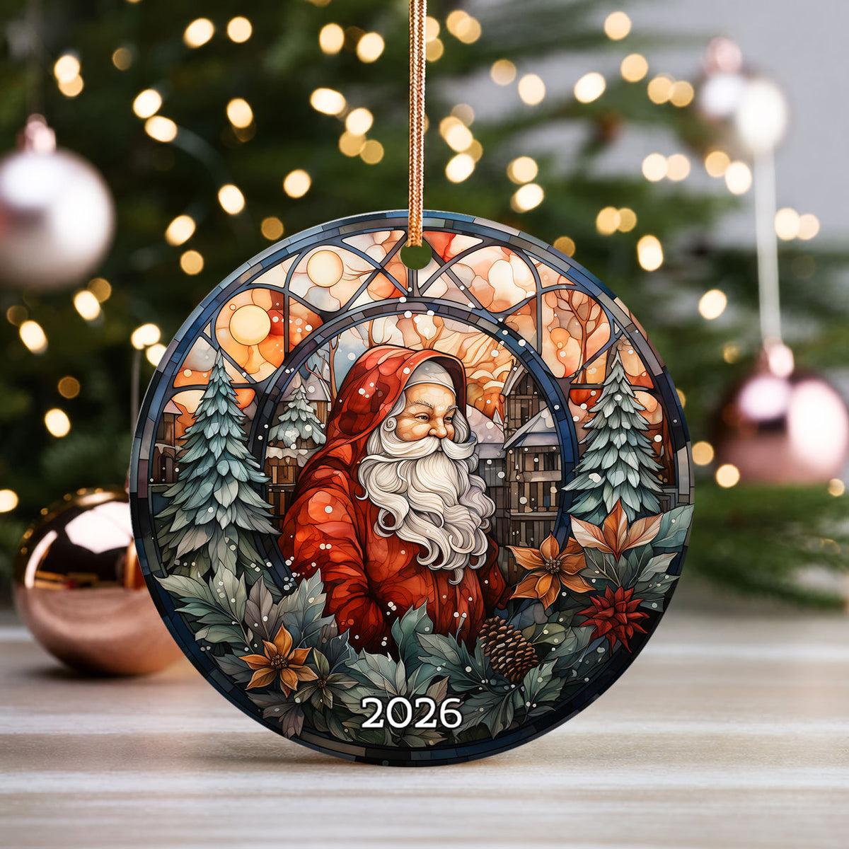 Vintage Santa Christmas Ornament, Santa Claus Holiday Decoration, Tree Hanging Ornament, Christmas Gift, 2026 Keepsake