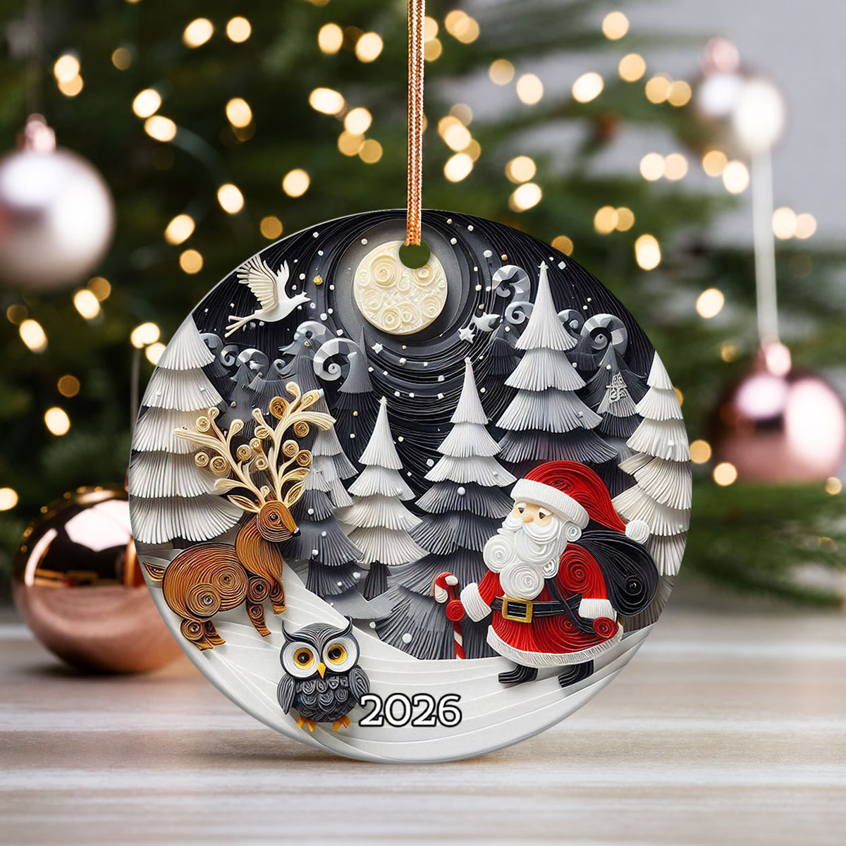 Jolly Santa Ornament 2026, Christmas Tree Decoration, Vintage Holiday Keepsake, Santa Claus Christmas Gift, Holiday Keepsake, Christmas Gift