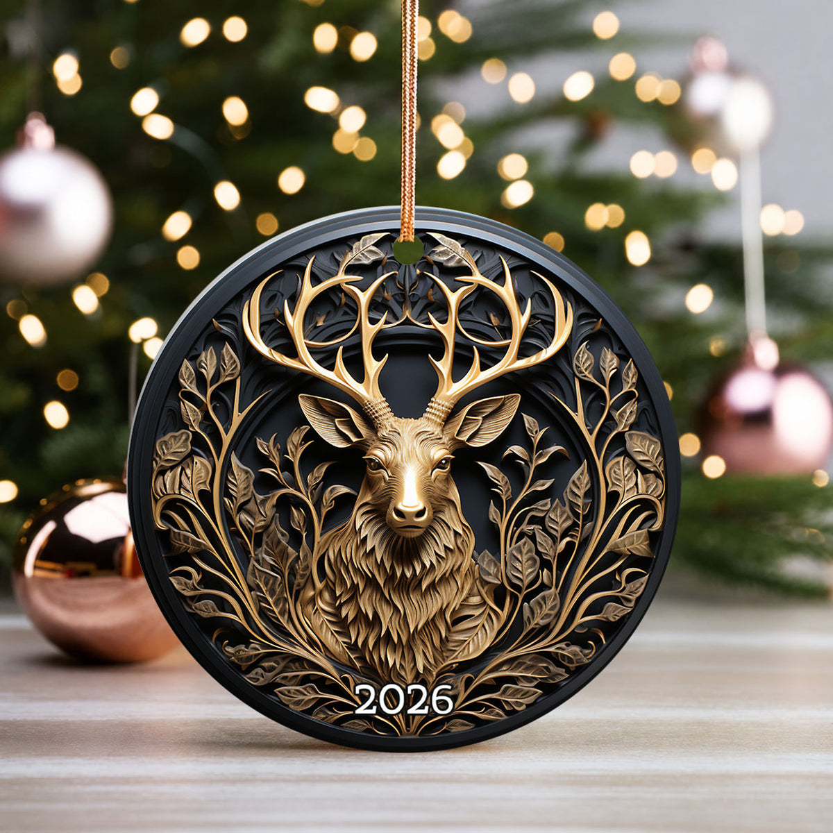 2026 Woodland Deer Christmas Ornament, Forest Animal Ornament, Rustic Christmas Tree Decor, Holiday Keepsake Gift, Winter Nature Ornament