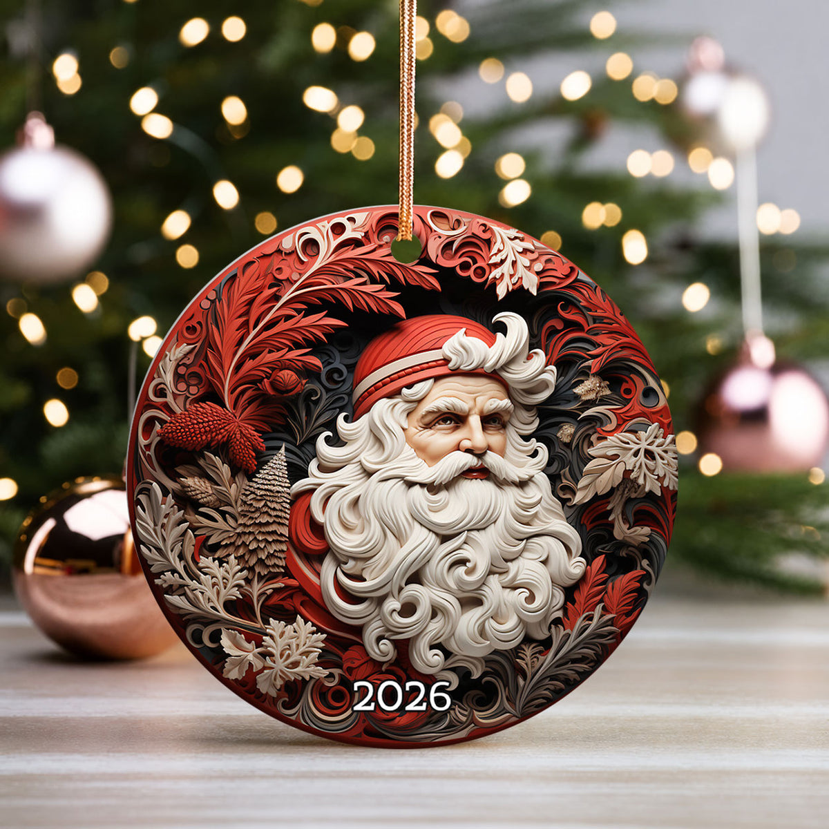 Christmas Ornament 2026, Santa Claus Ornament, Holiday Keepsake Gift, Xmas Tree Decoration, Christmas Decor, Winter Decor