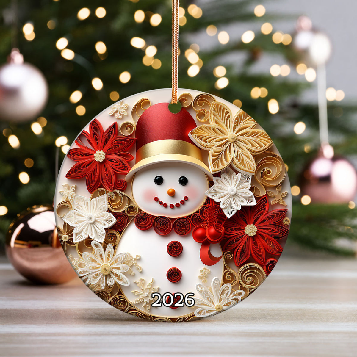 Christmas Ornament 2026, Festive Snowman Ornament, Christmas Decor, Holiday Keepsake, Xmas Gift, Tree Decoration