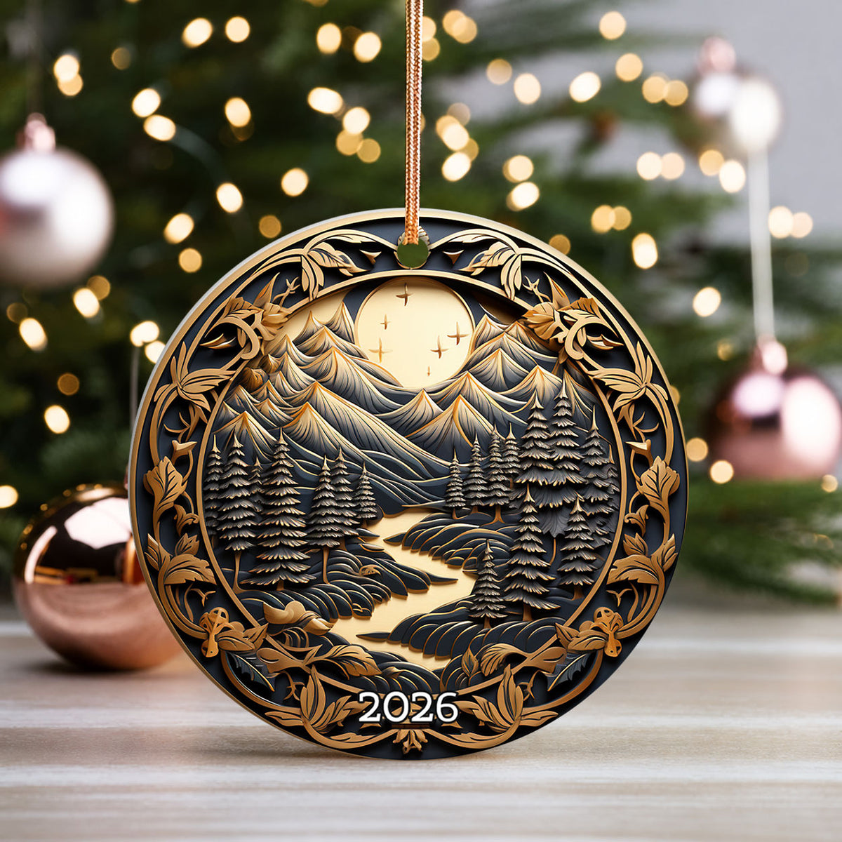 Mountain Forest Ornament, Christmas Tree Ornament 2026, Christmas Ornament, Holiday Deco