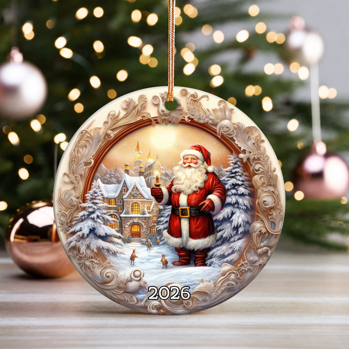 Santa Claus Christmas Ornament 2026, Vintage Santa Keepsake Ornament, Christmas Tree Decoration, Holiday Gift For Family