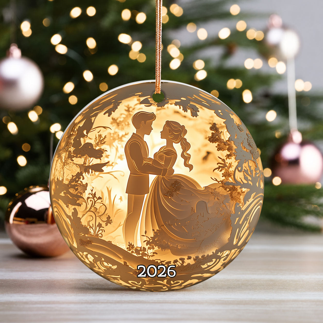 2026 Romantic Couple Christmas Ornament, Love Keepsake Ornament, Wedding Christmas Gift, Anniversary Tree Decor