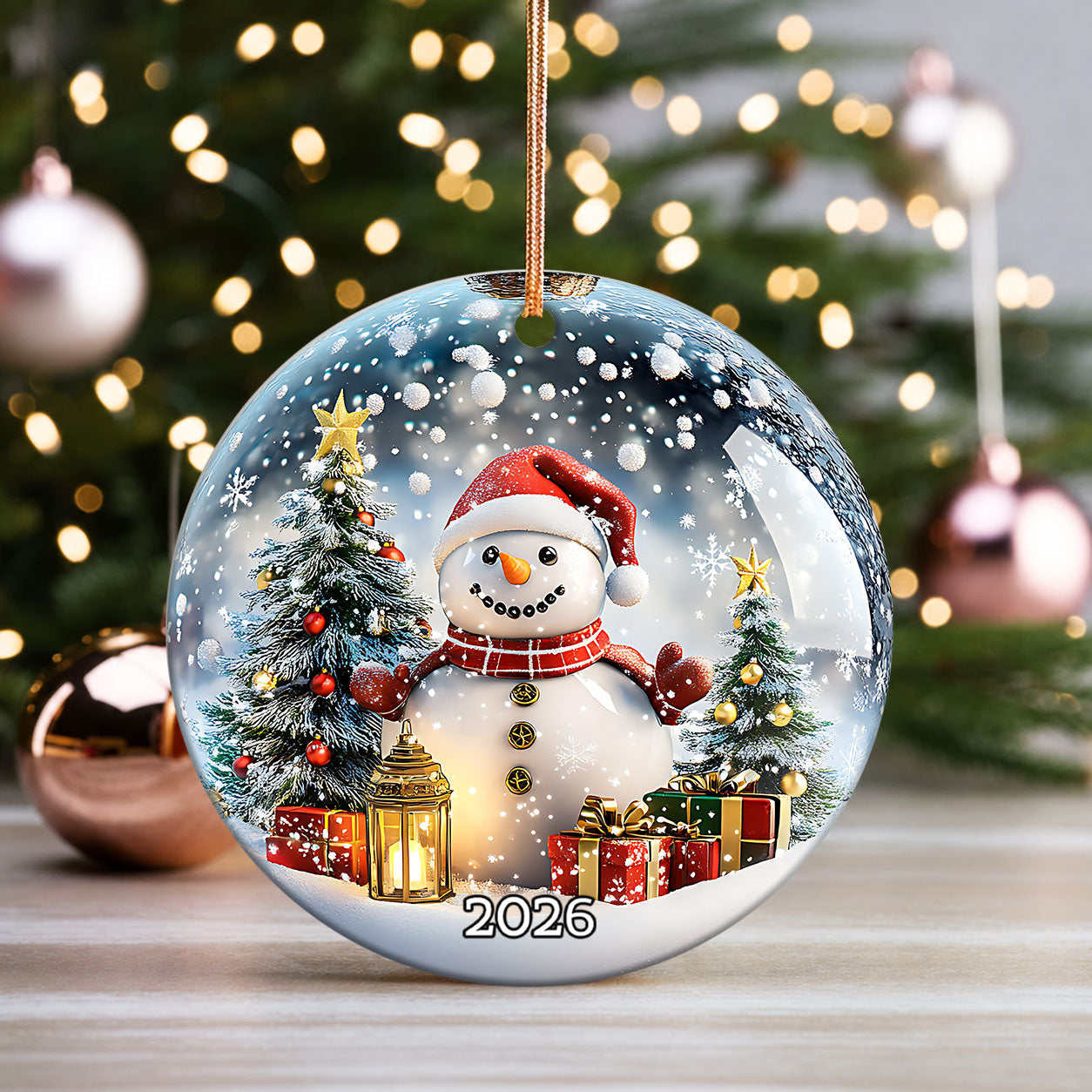 Christmas Snowman Ornament 2026, Cute Winter Ceramic Ornament, Holiday Tree Decoration, Christmas Keepsake Gift for Friends and Family