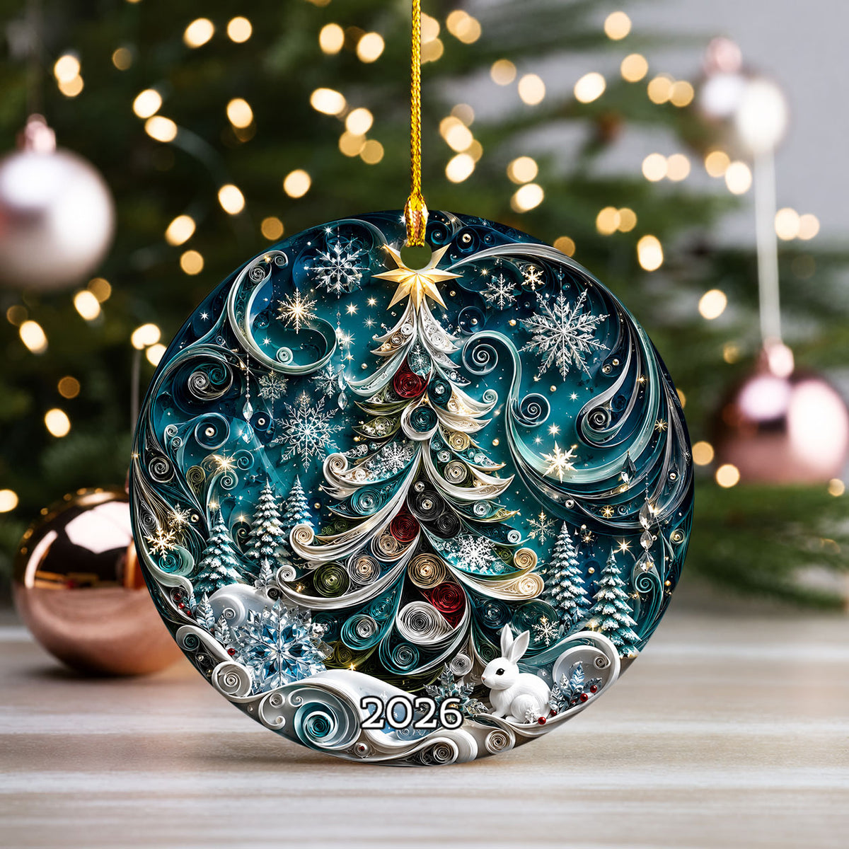 Christmas Tree Ornament 2026, Blue Winter Ornament, Holiday Christmas Decor, Xmas Tree Decoration