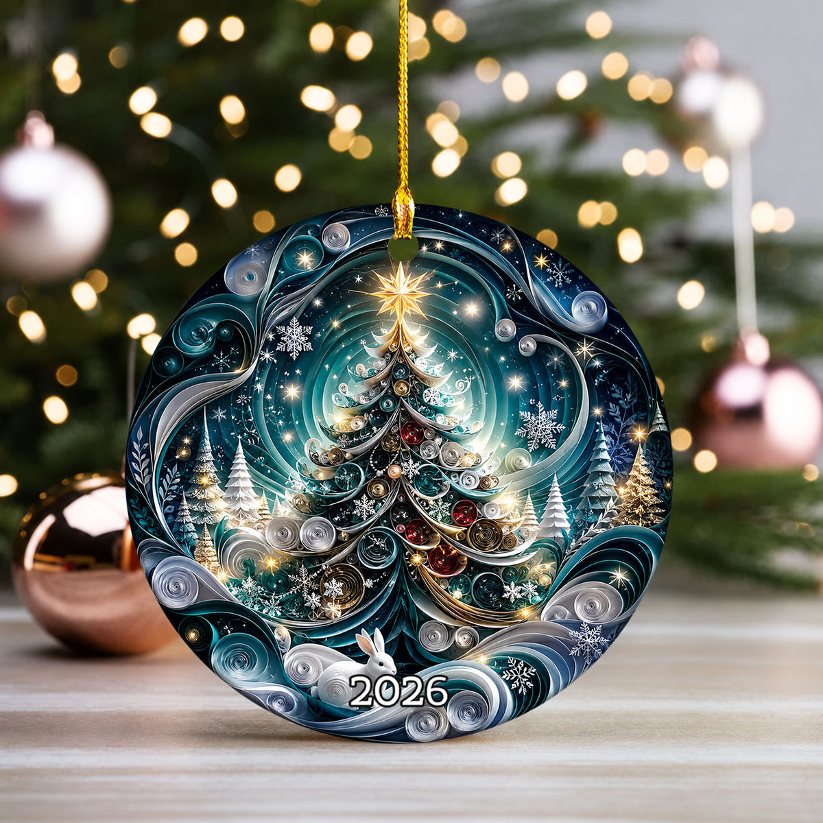 Blue Christmas Ornament 2026, Christmas Tree Decoration, Winter Holiday Decor, Xmas Keepsake Ornament
