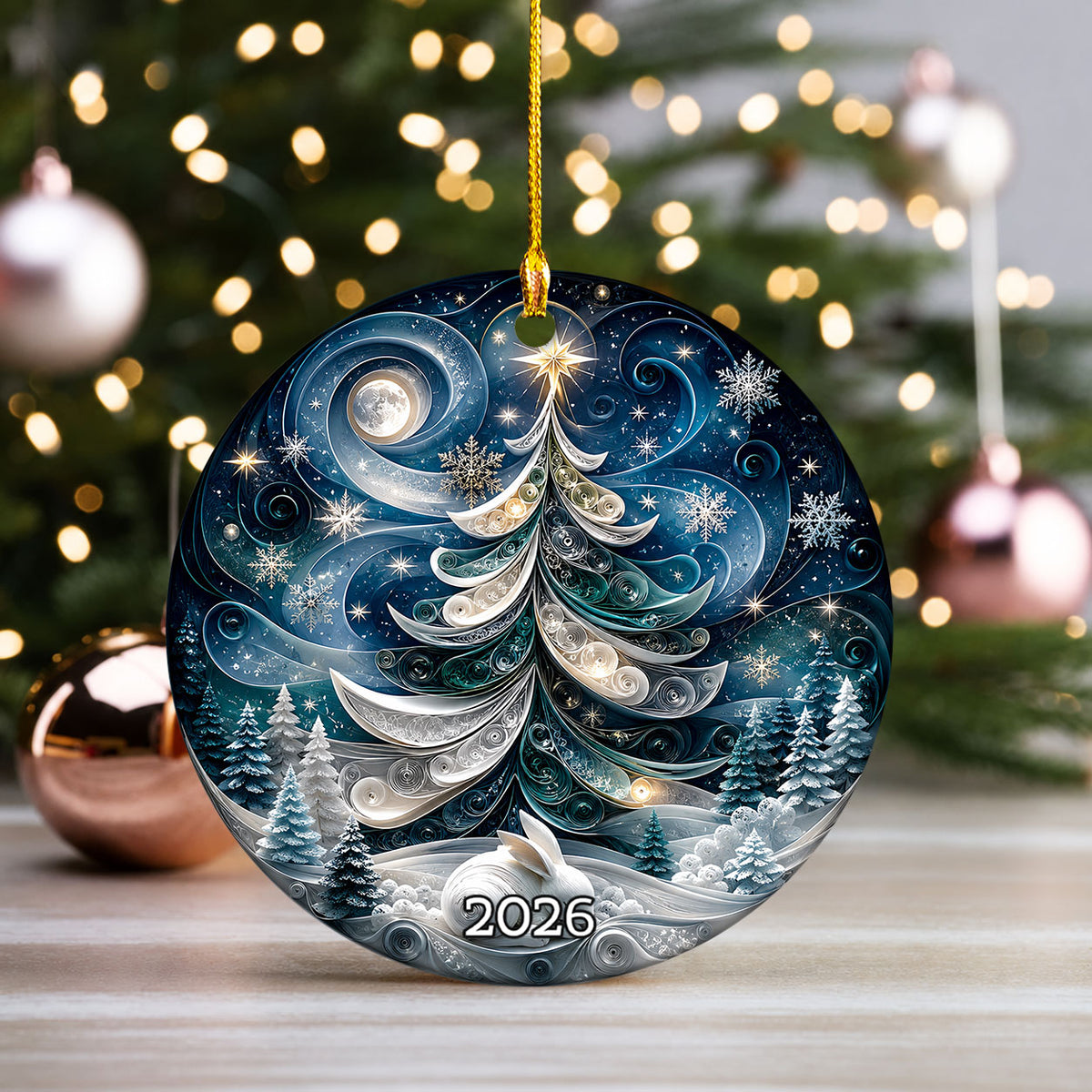 Christmas Tree Ornament 2026, Blue Holiday Ornament, Winter Christmas Decoration, Keepsake Ornament, Xmas Tree Decor