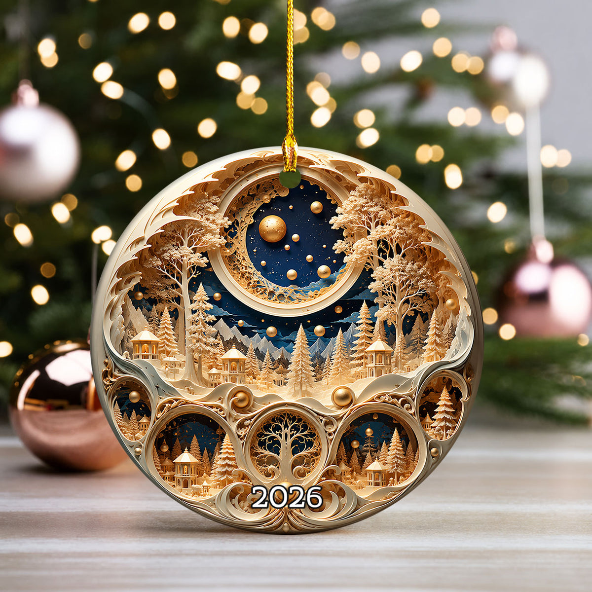 Christmas Ornament 2026, Snowy Village Scene, Winter Christmas Village Decor, Holiday Tree Ornament, Christmas Keepsake Gift (Copy)