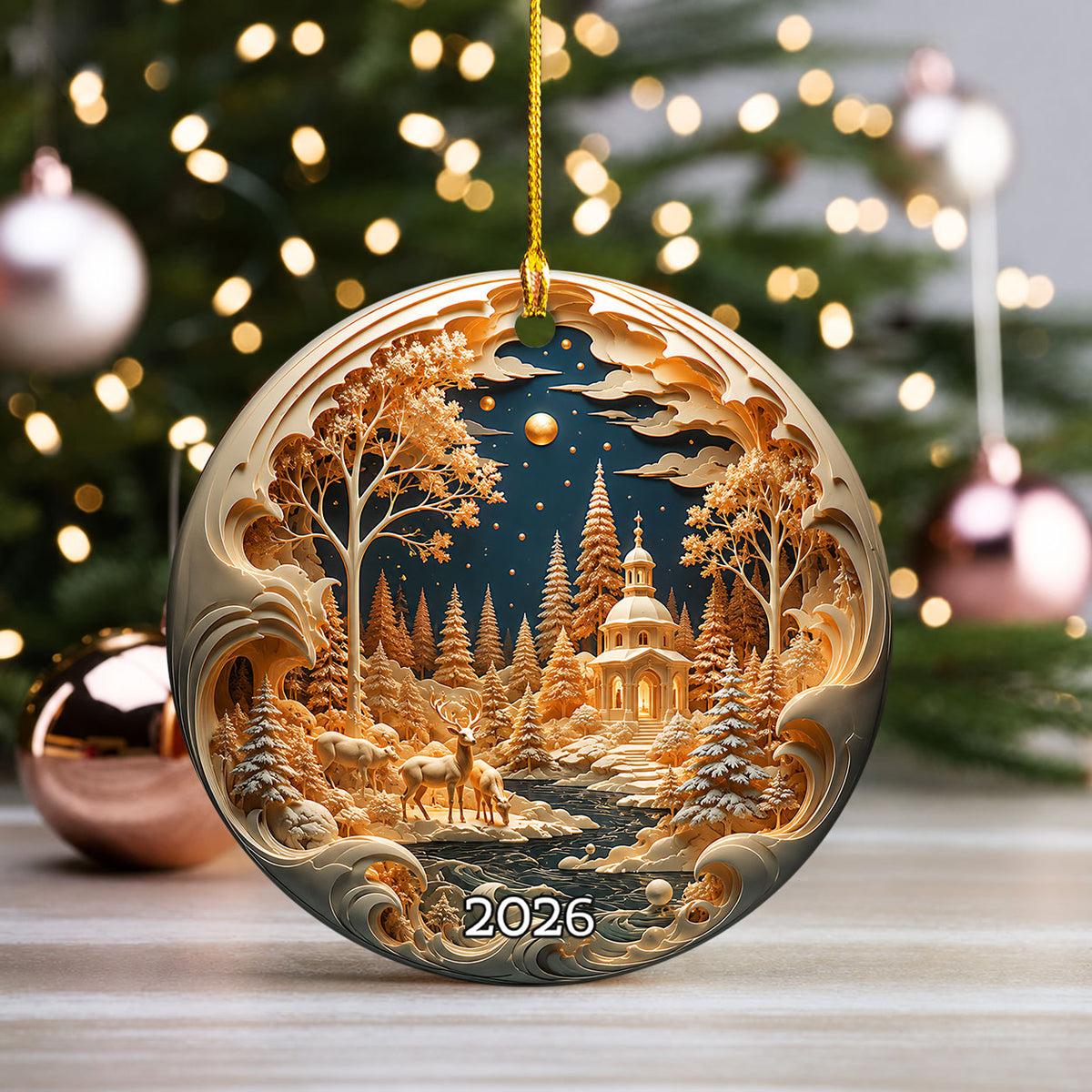 Snow Village Christmas Ornament 2026, Christmas Tree Decoration, Winter Holiday Village Decor, Seasonal Keepsake Ornament