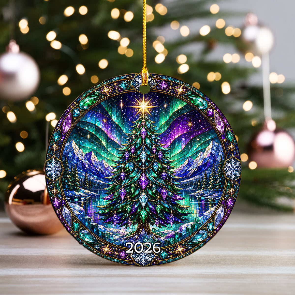 Christmas Tree Ornament 2026, Aurora Christmas Ornament, Winter Tree Decoration, Northern Lights Holiday Decor