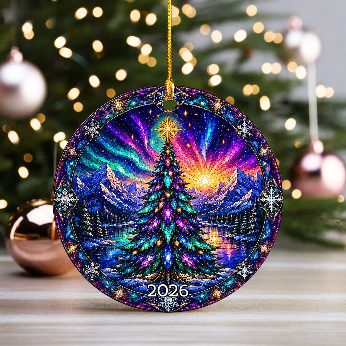 Aurora Christmas Tree Ornament 2026, Winter Landscape Ornament, Holiday Christmas Decor, Northern Lights Tree Decoration