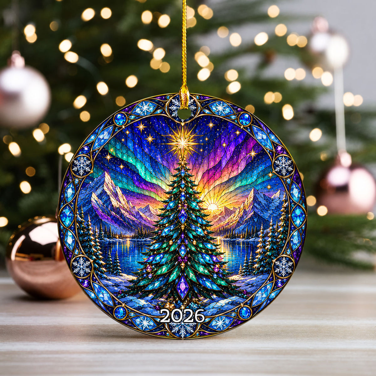 Christmas Tree Ornament 2026, Aurora Christmas Ornament, Winter Tree Decoration, Northern Lights Holiday Decor