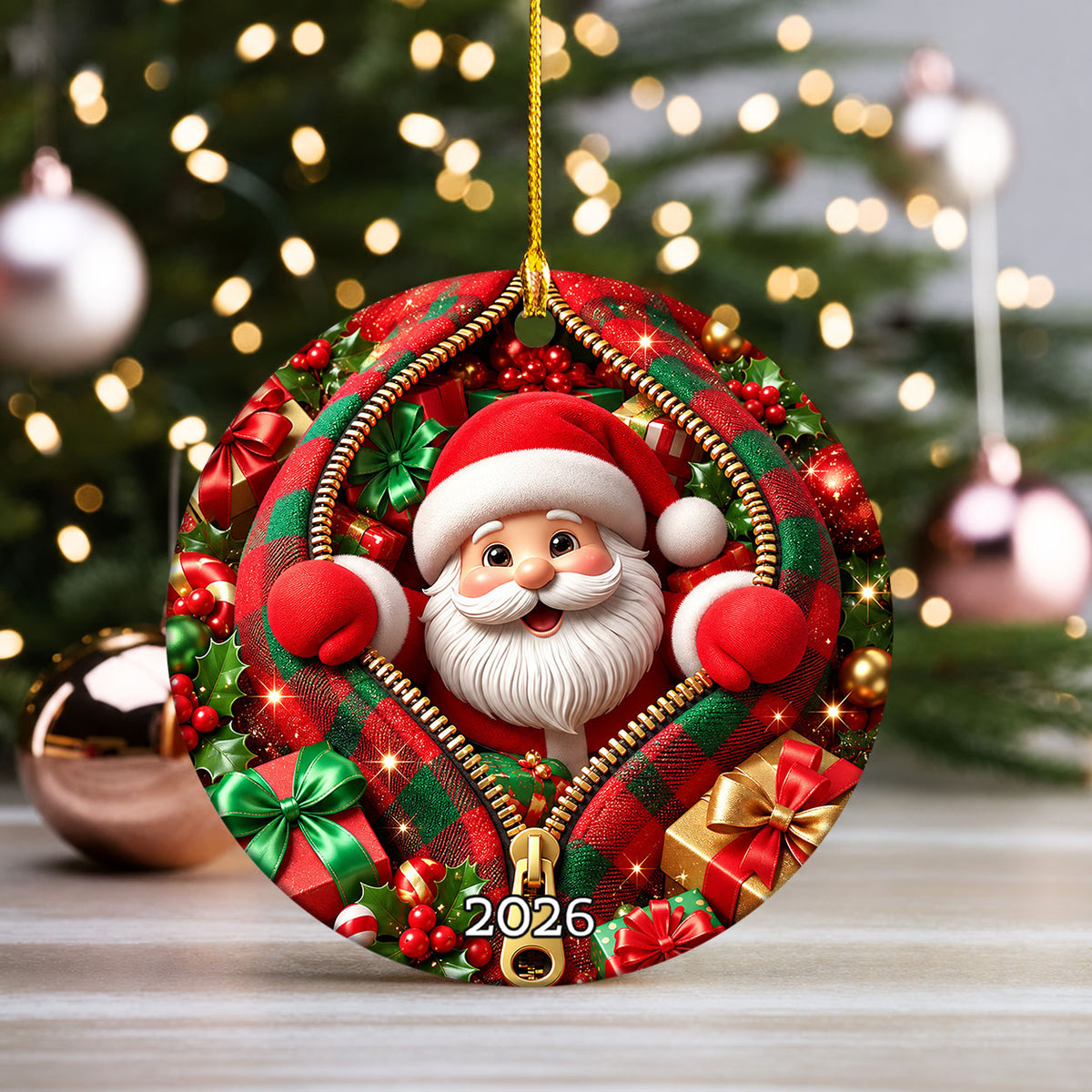 Christmas Santa Ornament 2026, Festive Santa Claus Tree Ornament, Holiday Decoration, Christmas Keepsake