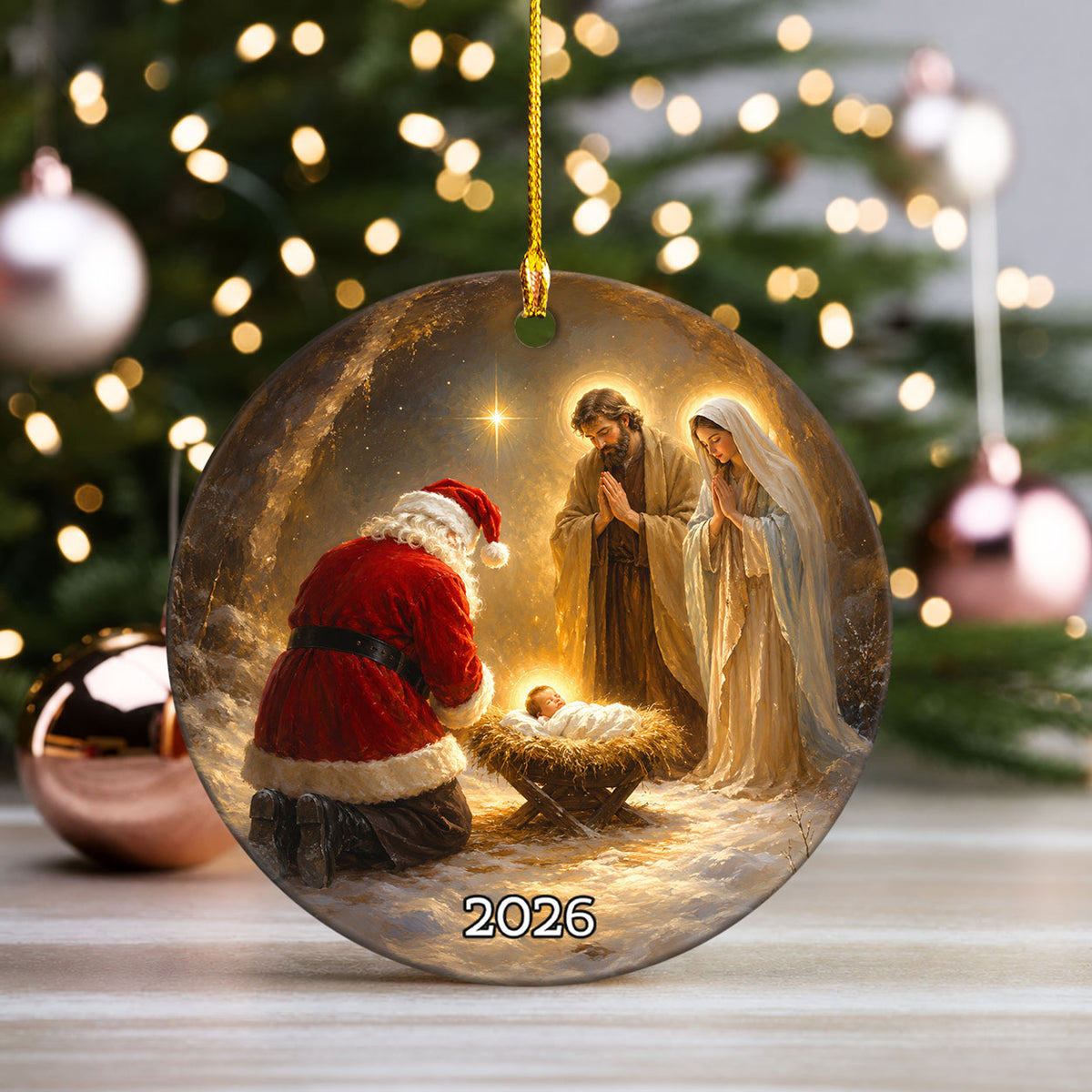 Santa Baby Jesus Christmas Ornament 2026, Religious Nativity Ornament, Holy Family Christmas Decoration, Christian Tree Keepsake Gift