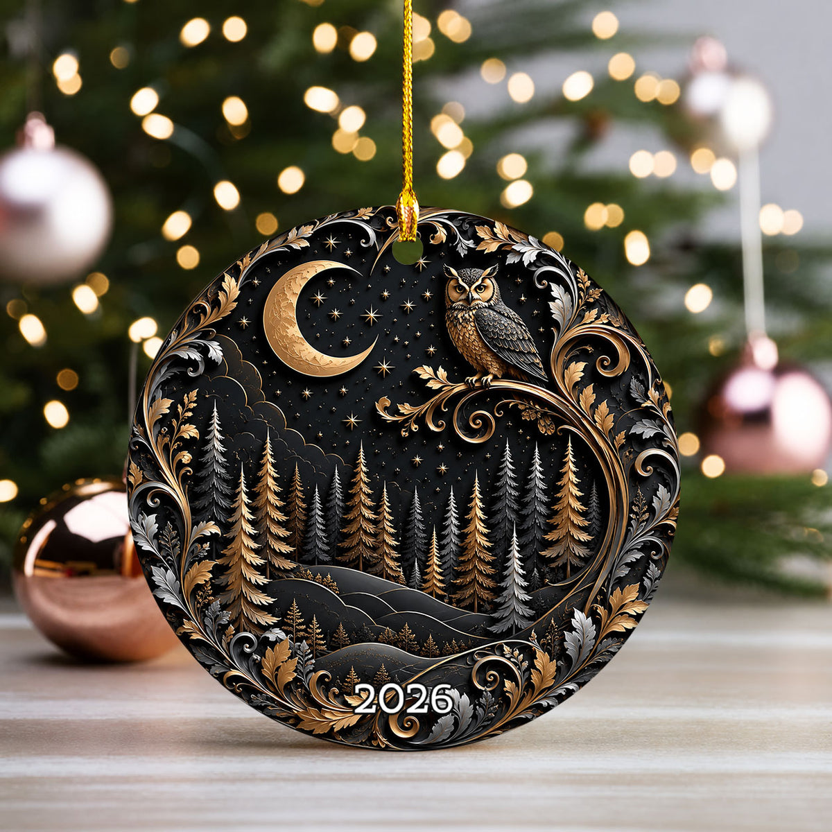 Christmas Ornament 2026, Owl Moon Ornament, Winter Christmas Tree Decoration, Holiday Keepsake, Christian Christmas Gift Idea