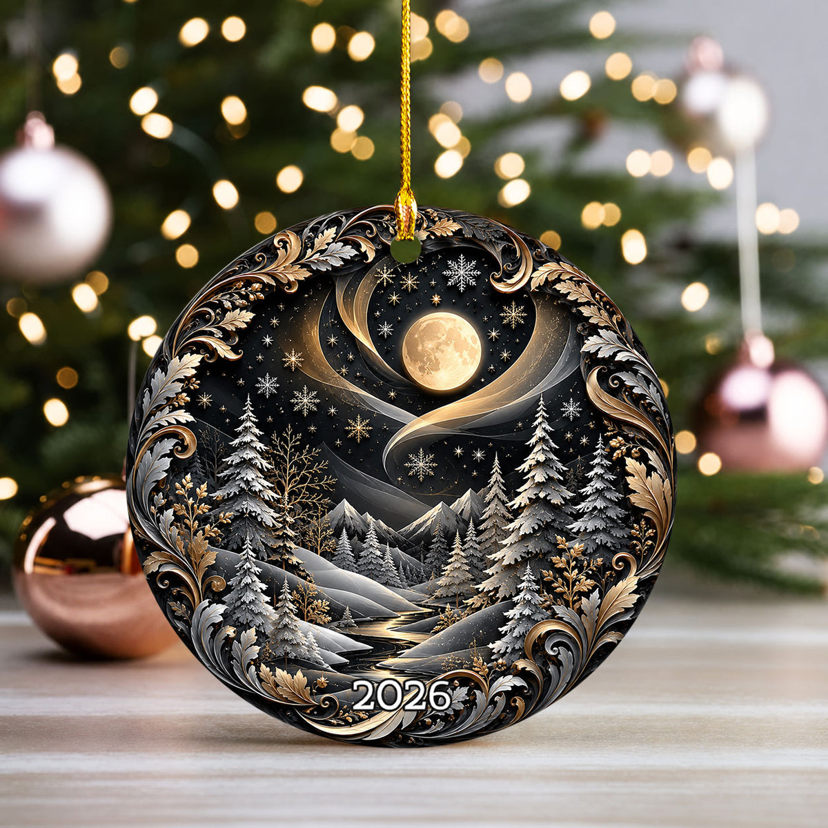 Winter Forest Christmas Ornament 2026, Shooting Star Holiday Ornament, Christian Christmas Tree Decor, Festive Keepsake Gift