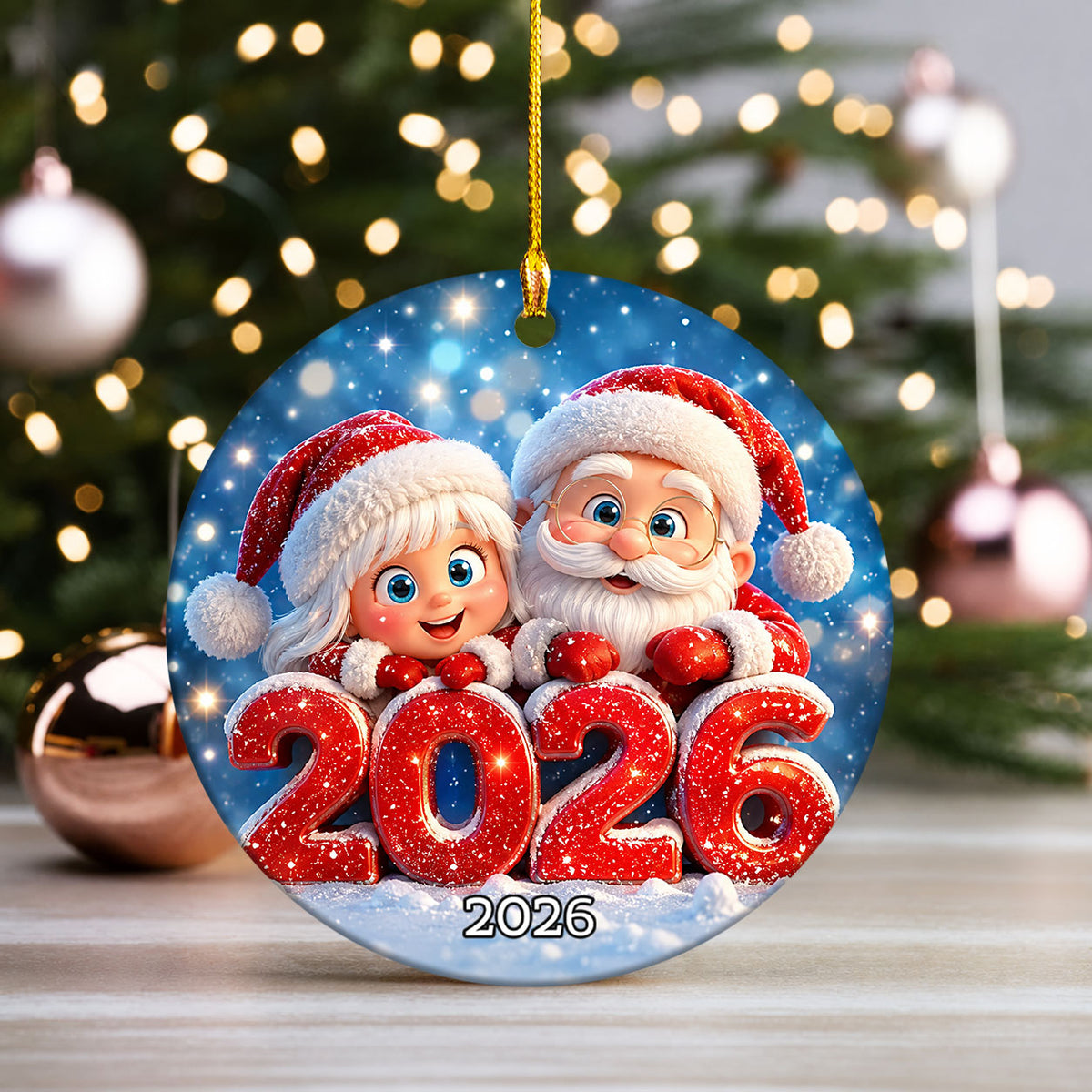 Santa and Girl Christmas Ornament 2026, Cute Santa Ornament, Christmas Tree Decoration, Holiday Keepsake Gift