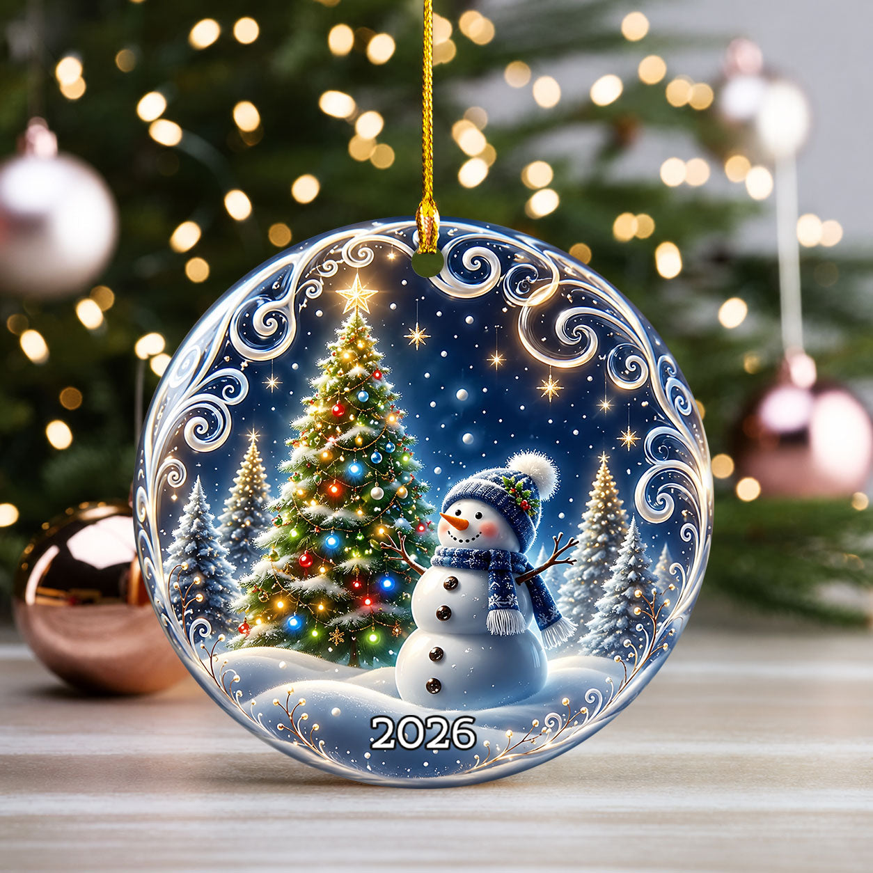 Snowman Christmas Tree Ornament 2026, Winter Holiday Ornament, Christmas Decoration, Family Keepsake Gift