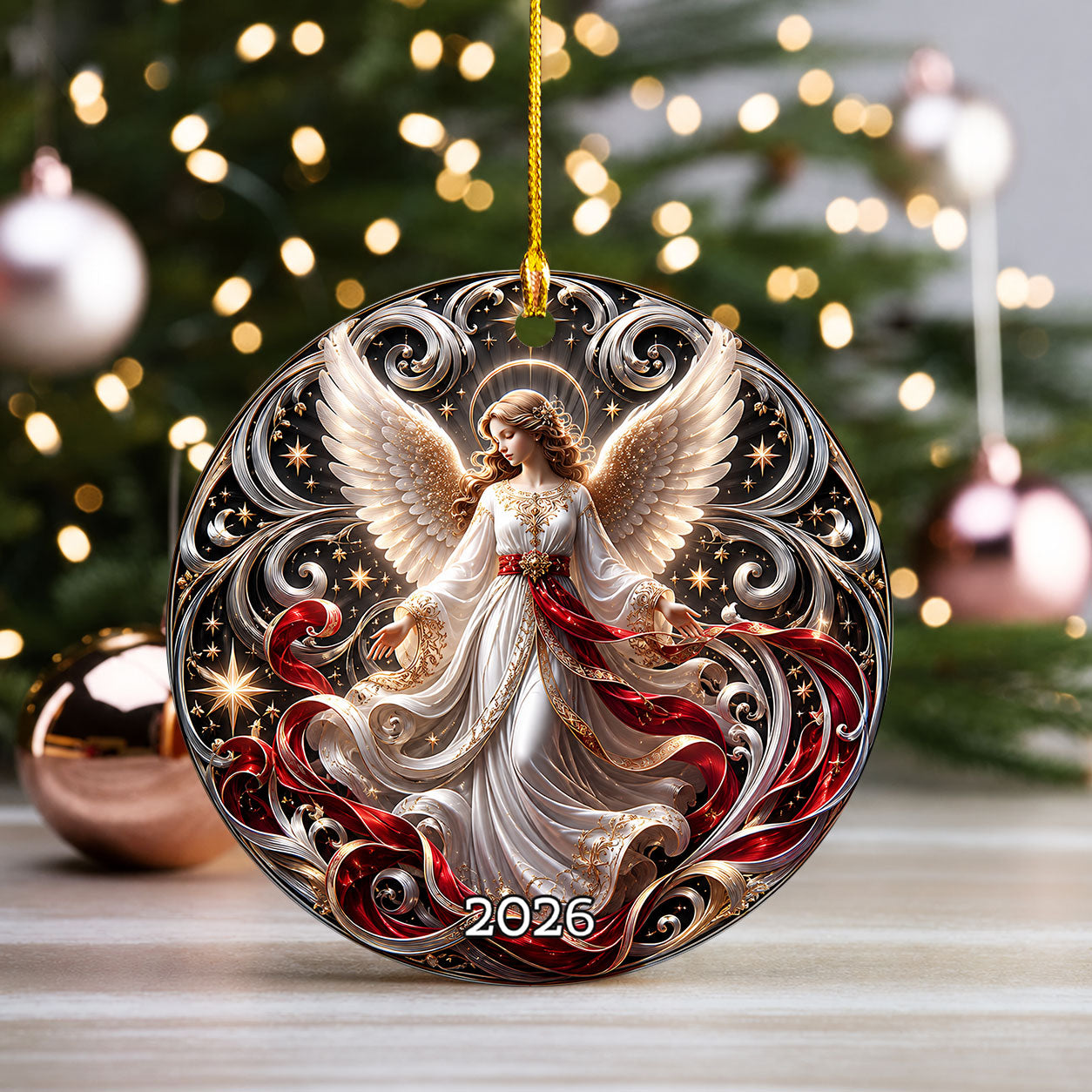 Winter Angel Christmas Ornament 2026, Moonlit Christmas Tree Decoration, Celestial Holiday Ornament