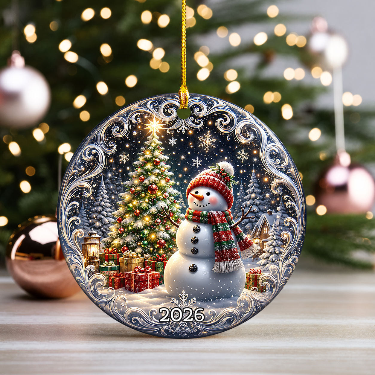 Blue Winter Christmas Ornament 2026, Snowman Tree Ornament, Holiday Keepsake Decoration, Christmas Gift